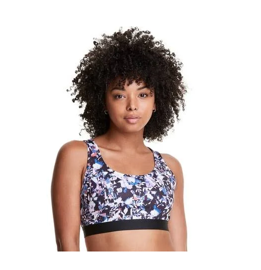 Sutiã esportivo Champion Feminino Absolute Printed de médio impacto, preto, tamanho grande