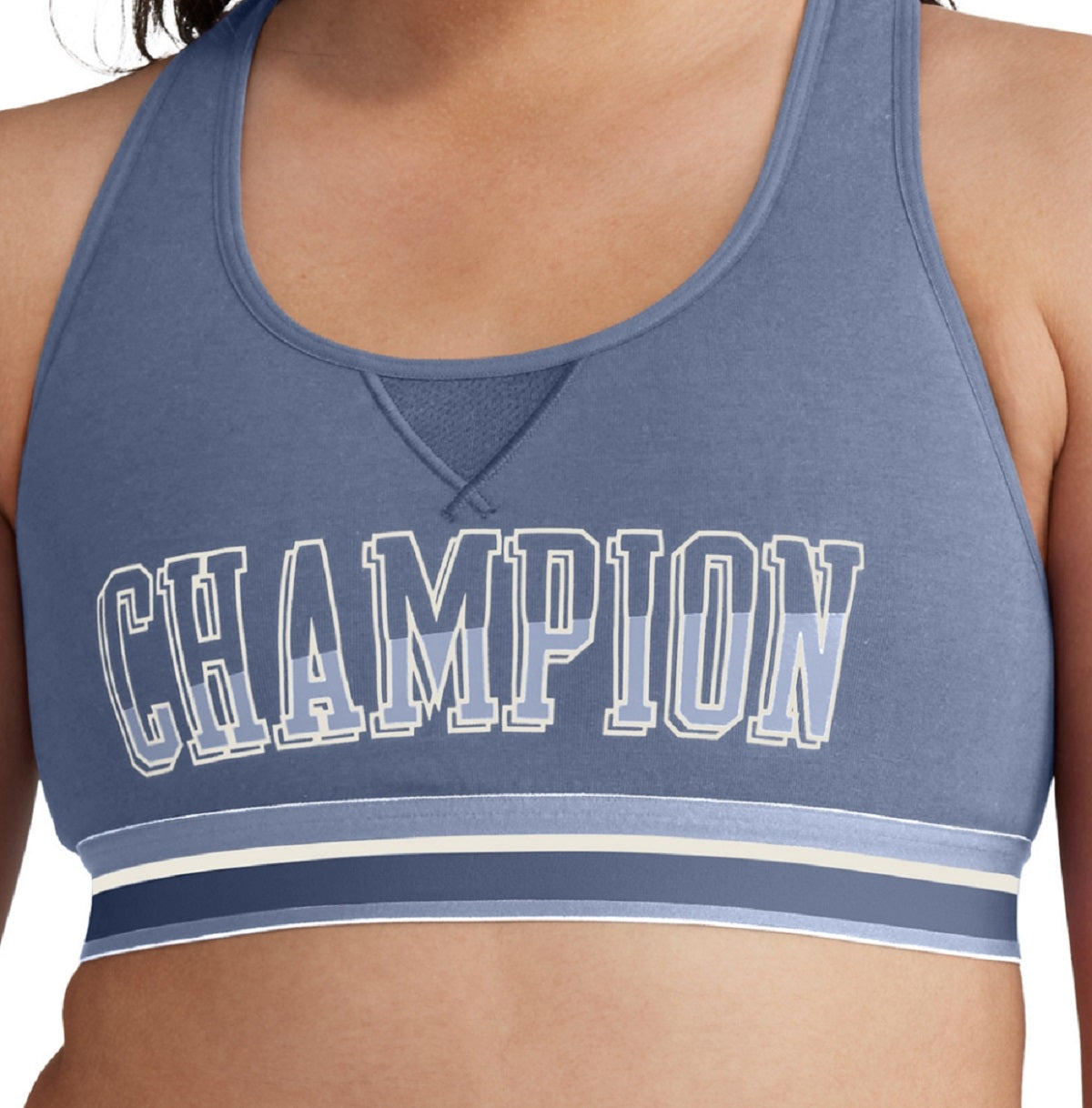 Sutiã esportivo Champion feminino The Authentic Logo Medium Impact, azul, tamanho pequeno