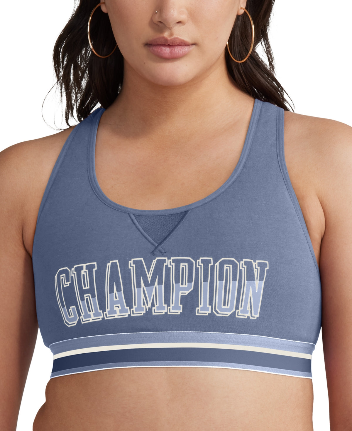 Sutiã esportivo Champion feminino The Authentic Logo Medium Impact, azul, tamanho pequeno