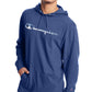 Moletom com capuz estampado com logotipo Champion masculino, azul, tamanho pequeno