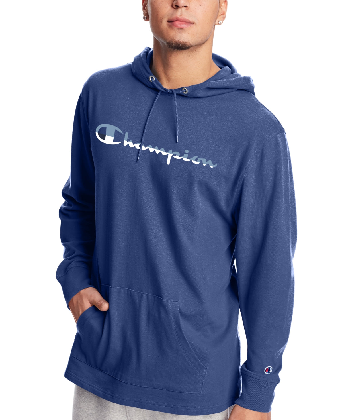 Champion Mens Activewear Moletom com capuz para treino azul tamanho médio