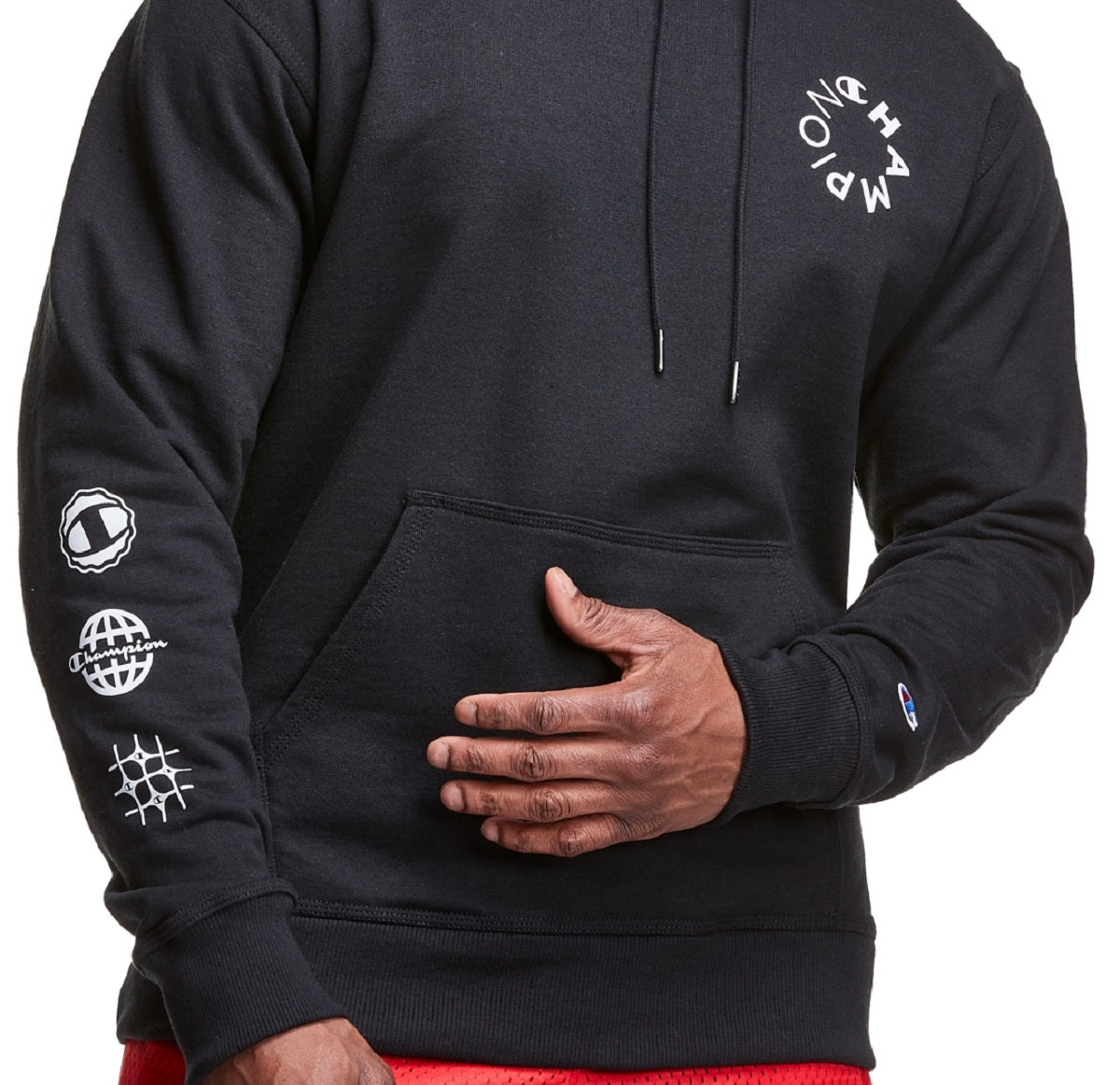 Moletom com capuz Champion Powerblend Graphic Masculino Preto Tamanho XX-G
