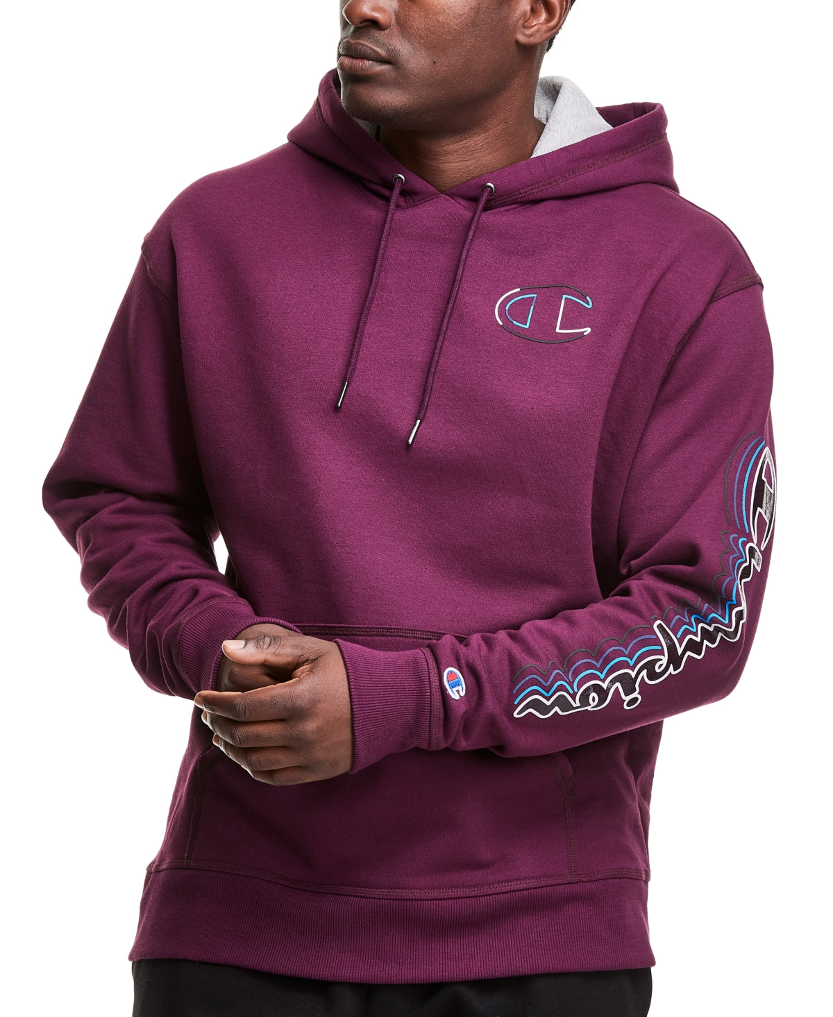 Moletom com capuz Champion Powerblend Graphic Masculino Roxo Tamanho P