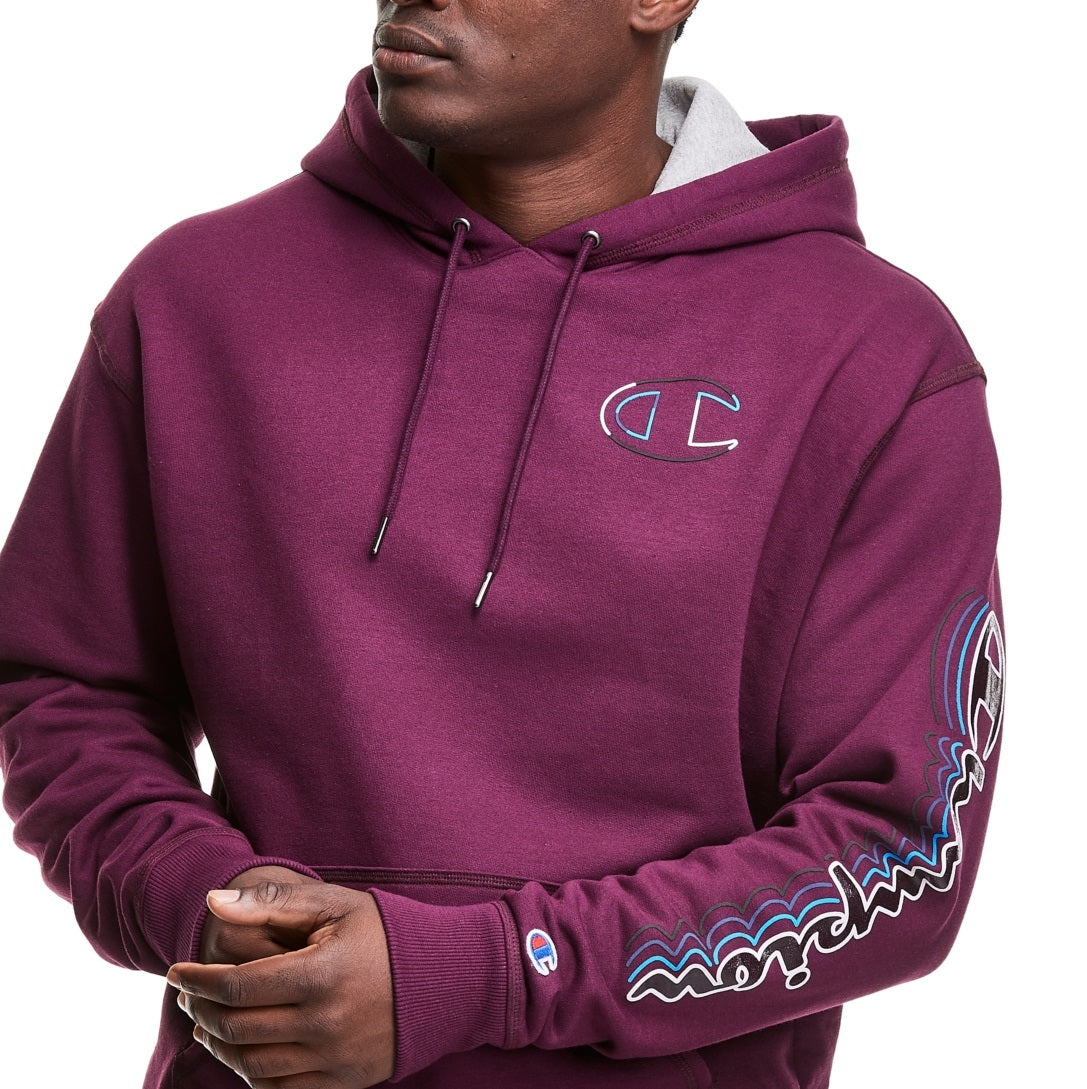 Moletom com capuz Champion Powerblend Graphic Masculino Roxo Tamanho P