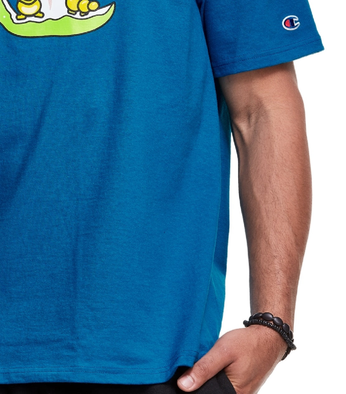 Camiseta masculina Champion com estampa gráfica Apple Core Logo, azul, tamanho grande
