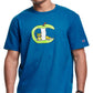 Camiseta masculina Champion com estampa gráfica Apple Core Logo, azul, tamanho grande