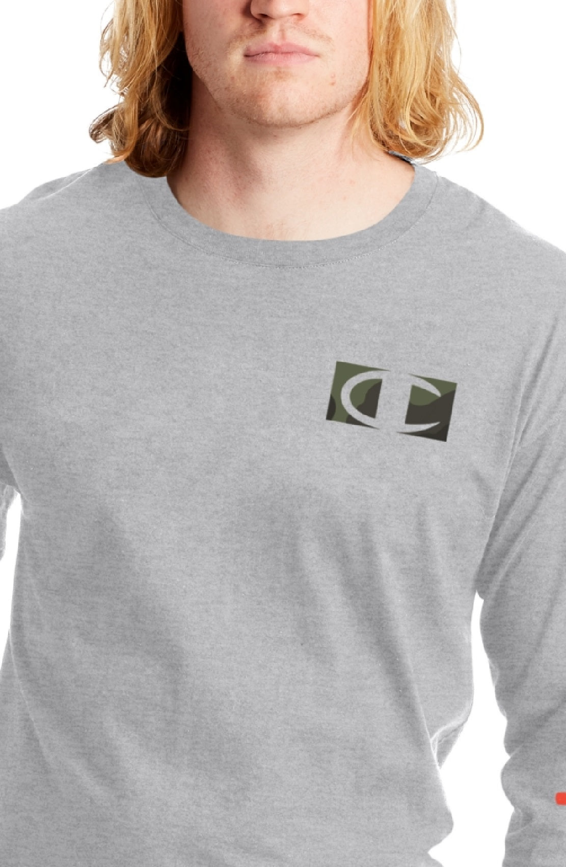 Camiseta masculina Champion Graphic Logo manga comprida cinza tamanho pequeno