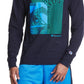 Camiseta masculina Champion com estampa abstrata azul, tamanho médio