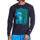Camiseta masculina Champion com estampa abstrata azul, tamanho médio