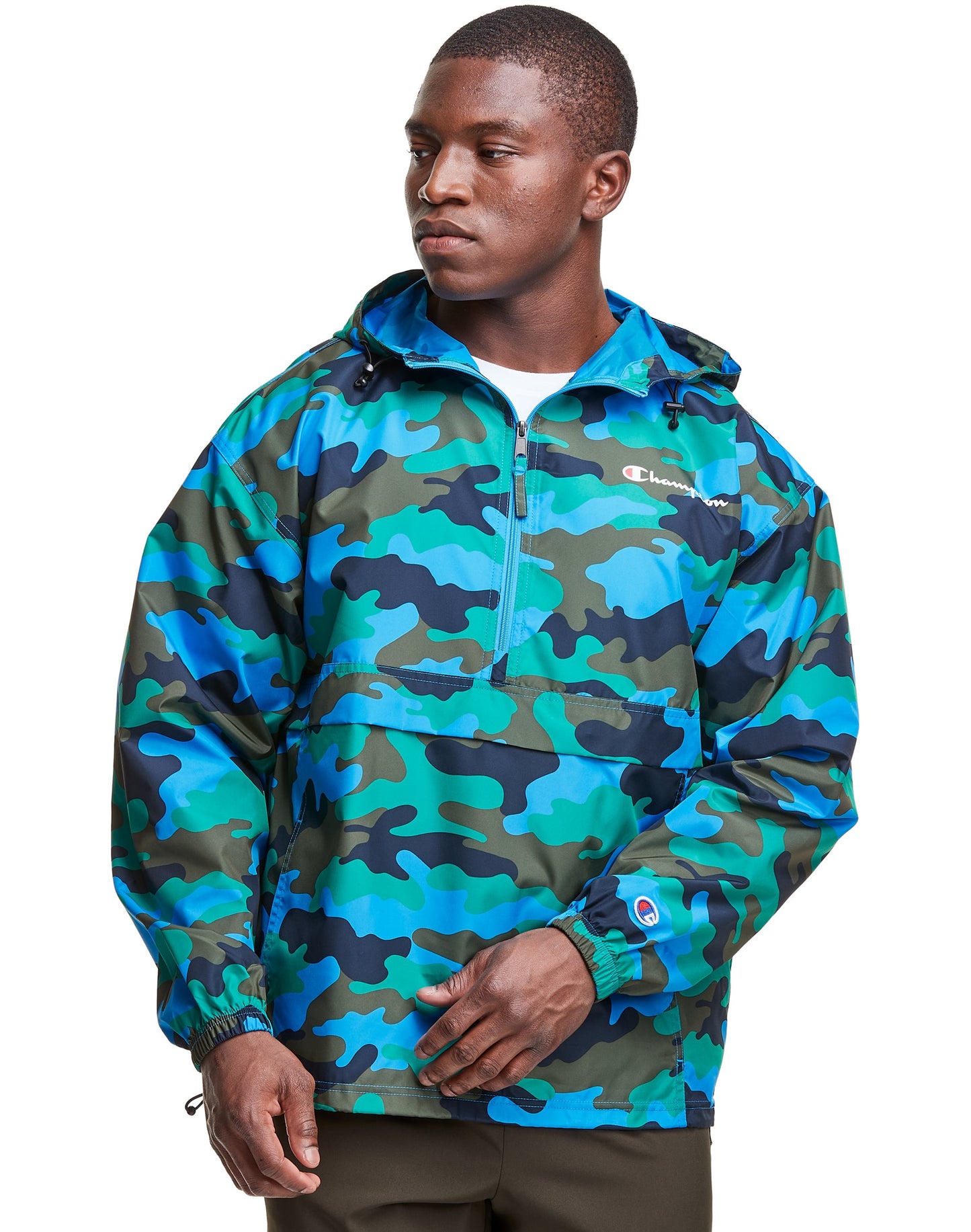 Jaqueta Champion Masculina Athletics Dobrável com Estampa Total Azul Tamanho X-G