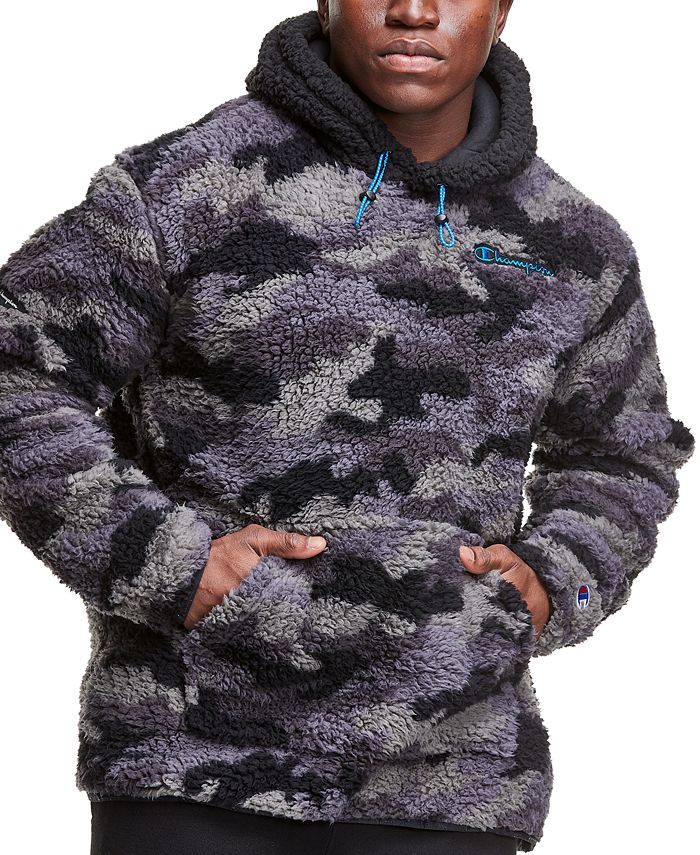 Moletom com capuz masculino Champion High Pile Camo Fleece cinza tamanho médio