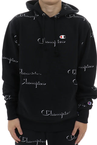 Moletom com capuz Champion masculino com logotipo, preto, tamanho extragrande