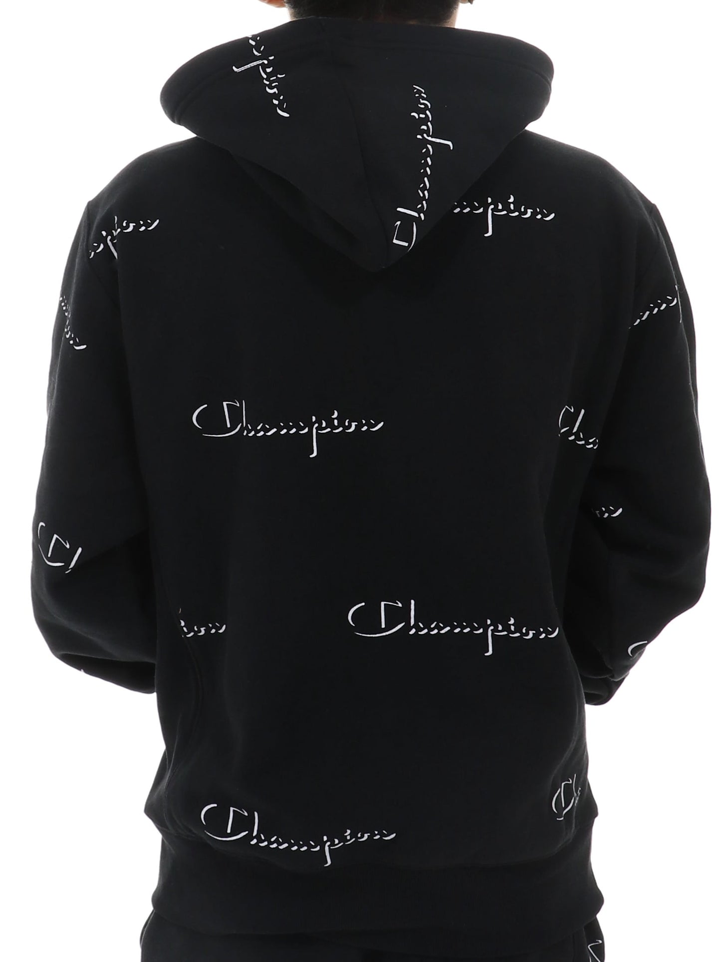 Moletom com capuz Champion masculino com logotipo, preto, tamanho extragrande