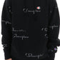 Moletom com capuz masculino Champion Reverse Weave All Over Logo, preto, tamanho XX-G