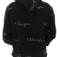 Moletom com capuz masculino Champion Reverse Weave All Over Logo, preto, tamanho XX-G