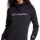 Moletom com capuz Champion feminino com logotipo, preto, tamanho pequeno