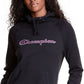 Moletom com capuz Champion feminino com logotipo, preto, tamanho pequeno