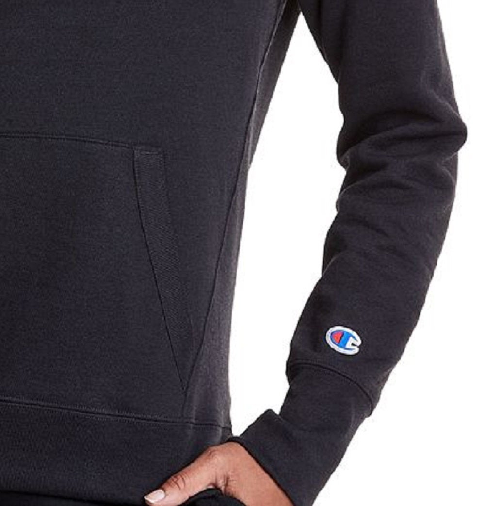 Moletom com capuz Champion feminino com logotipo, preto, tamanho pequeno