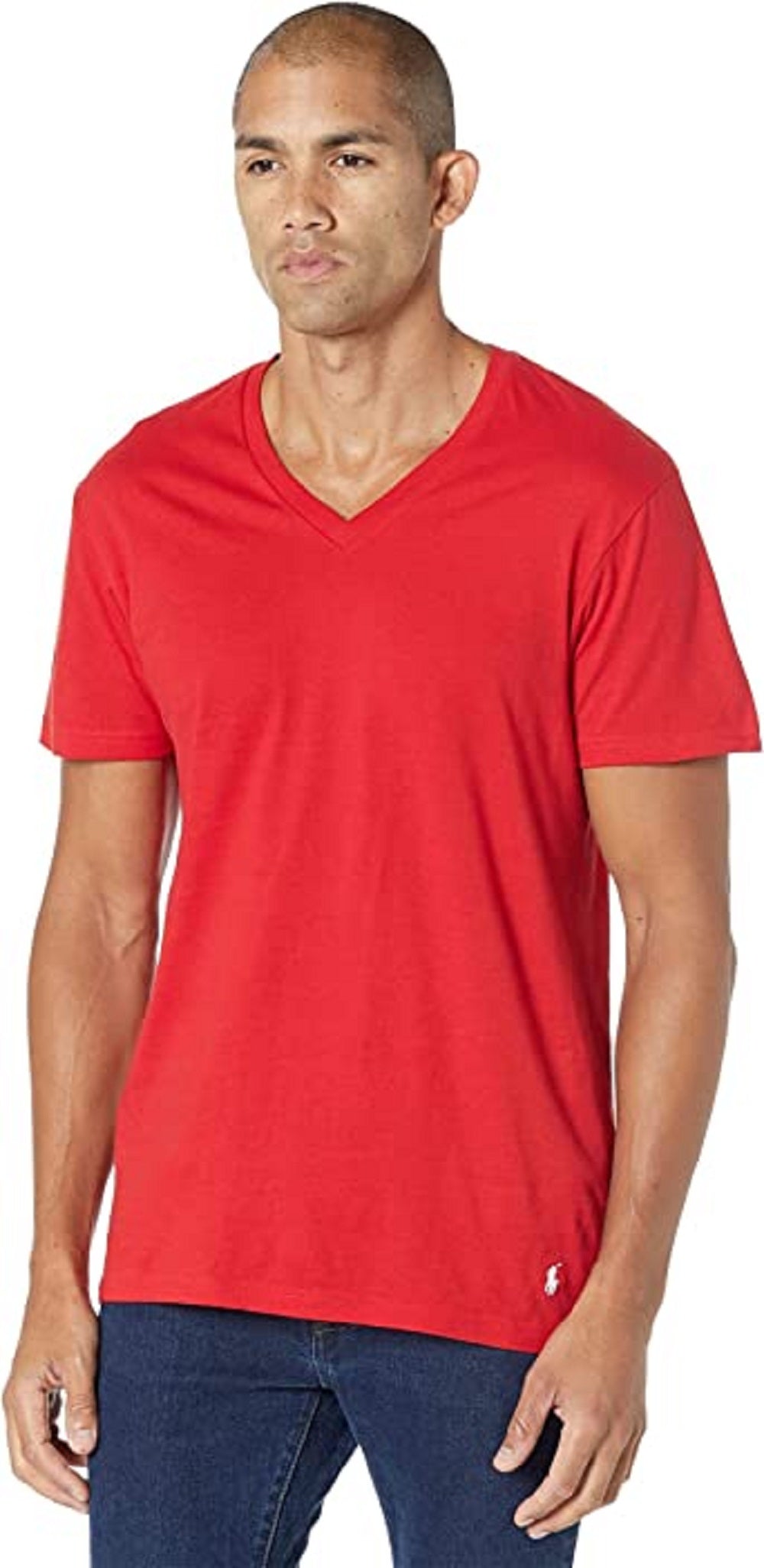 Polo Ralph Lauren Camiseta Masculina Gola V, Pacote com 3, Vermelha, Tamanho XG