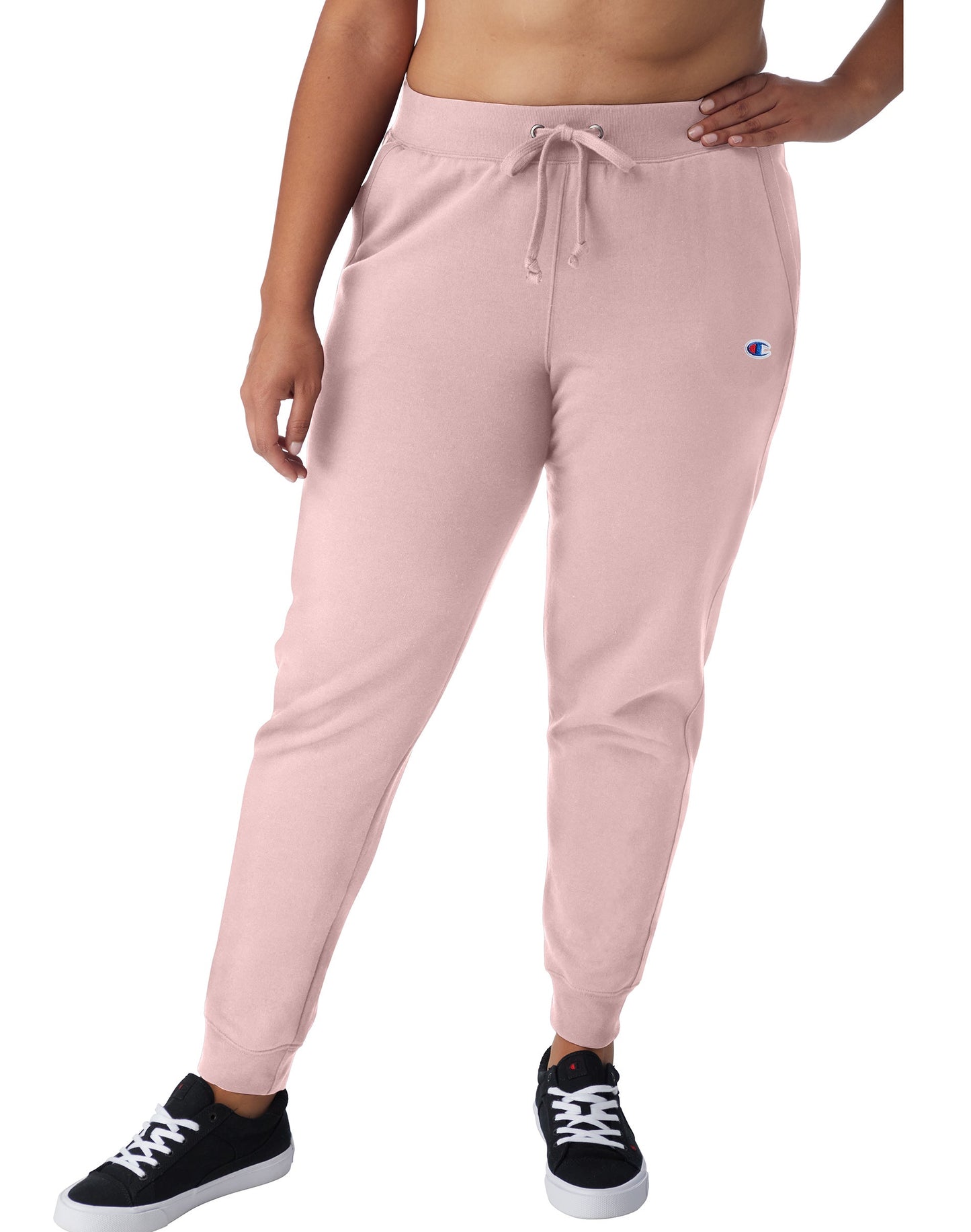 Calça de moletom feminina Champion Powerblend Fleece rosa tamanho 4X