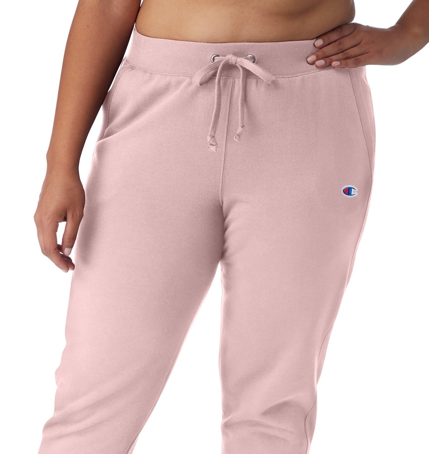 Calça de moletom feminina Champion Powerblend Fleece rosa tamanho 4X