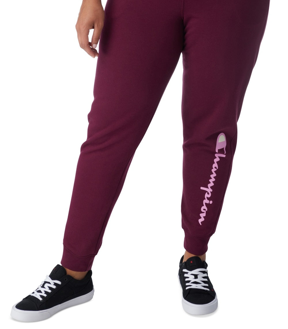 Calça de moletom com nervuras Champion Powerblend feminina, roxa, tamanho 1X