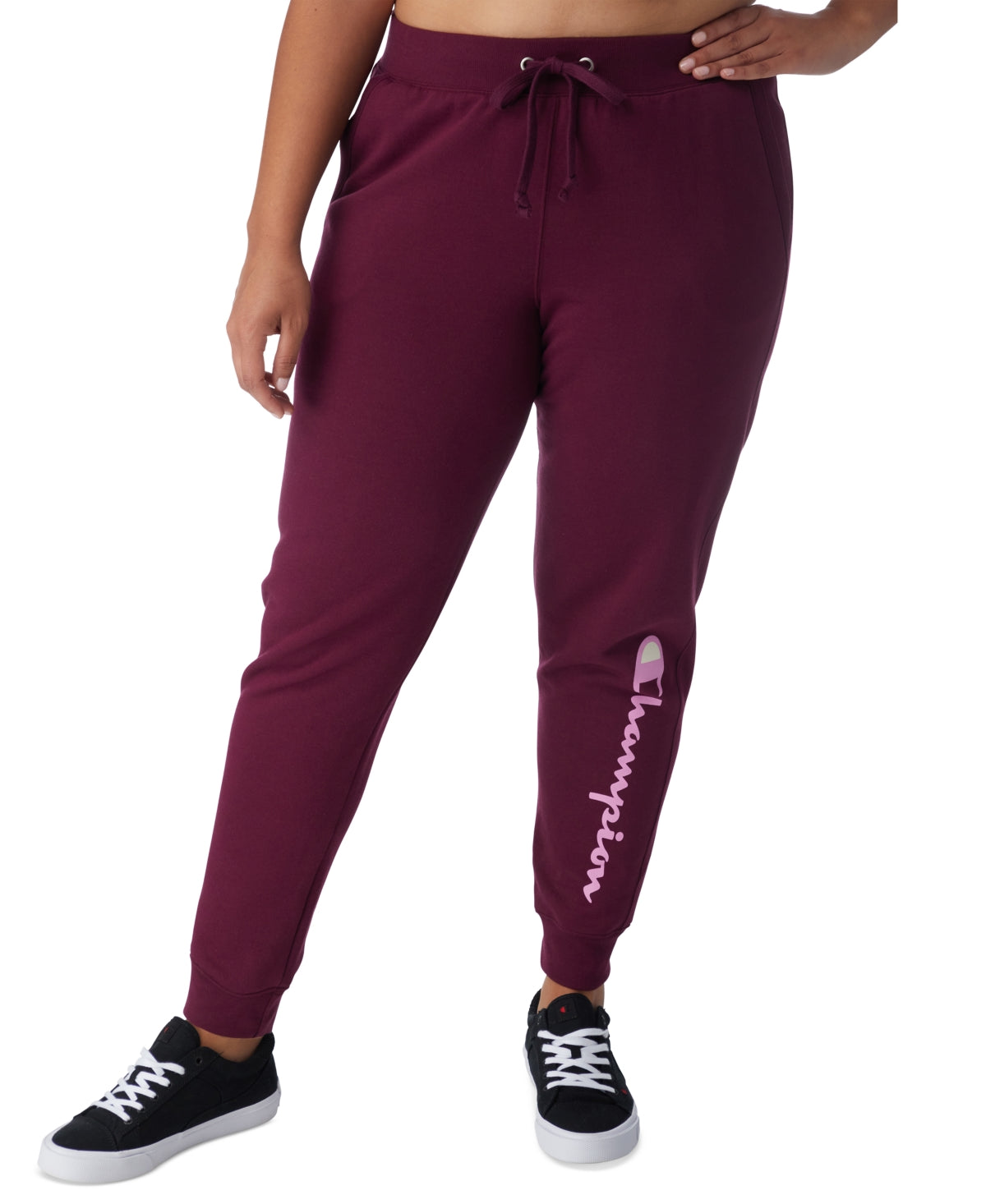 Calça de moletom com nervuras Champion Powerblend feminina, roxa, tamanho 3X