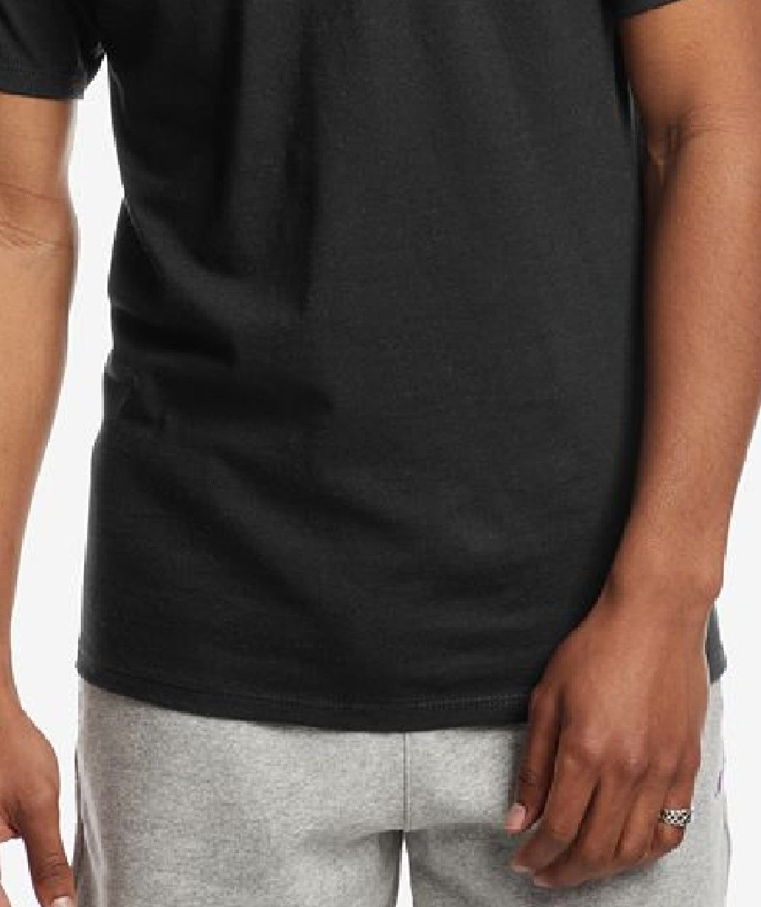 Camiseta masculina Champion Equal V2 com logo gráfico, preta, tamanho médio