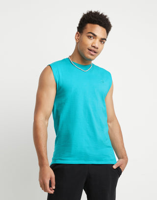 Camiseta Champion Classic Muscle Masculina com Logotipo Bordado Azul Tamanho G