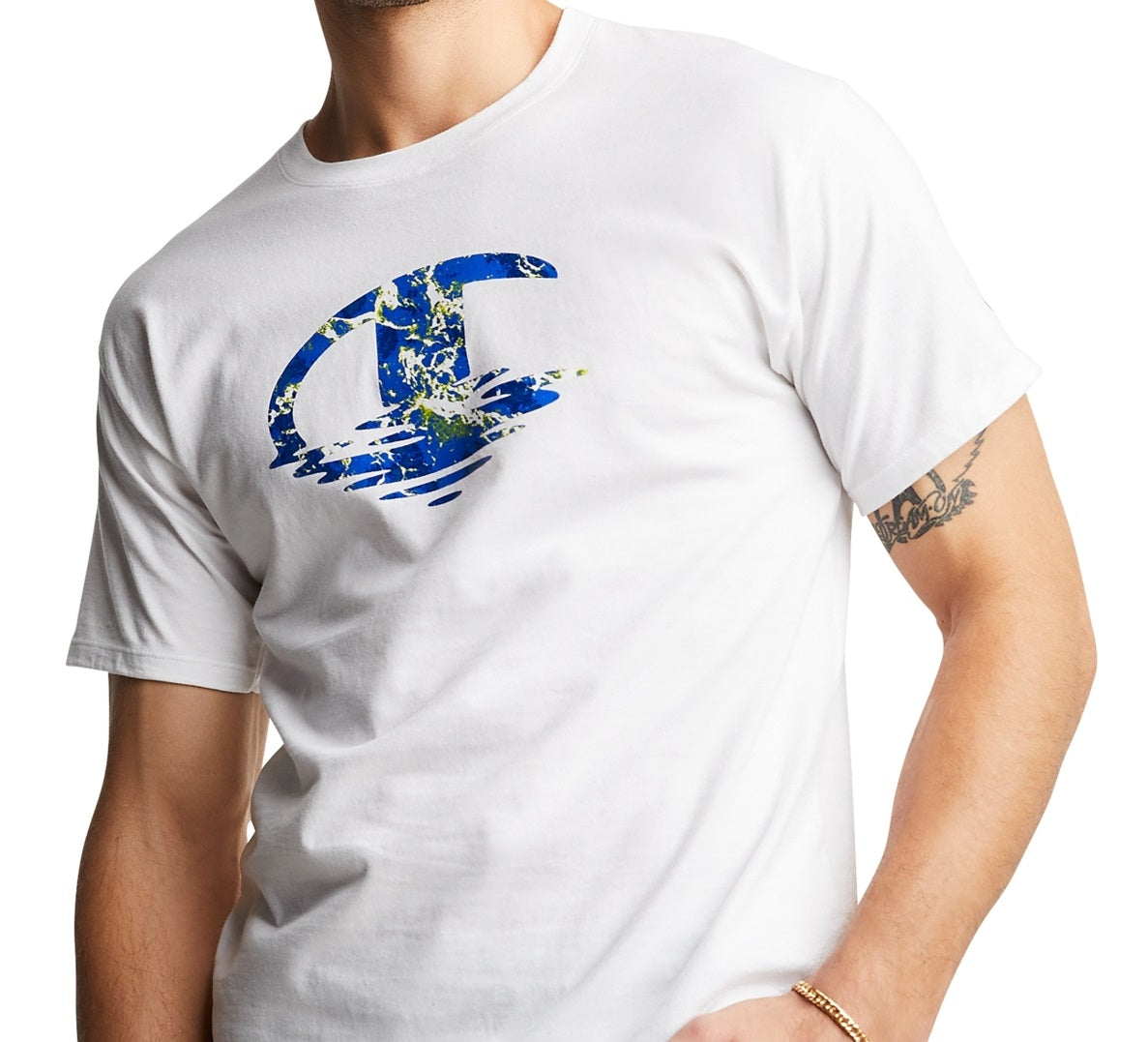 Camiseta masculina Champion Classic Graphic, branca, tamanho pequeno