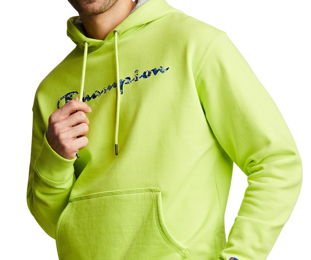 Moletom com capuz gráfico Champion Powerblend manga comprida masculino verde tamanho XX-G
