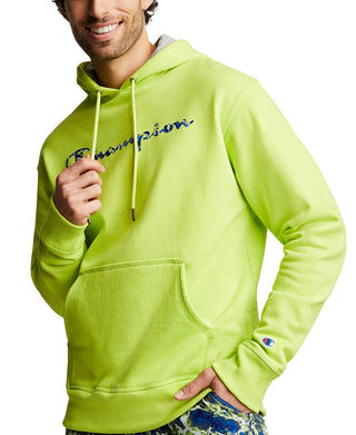 Moletom com capuz gráfico Champion Powerblend manga comprida masculino verde tamanho XX-G