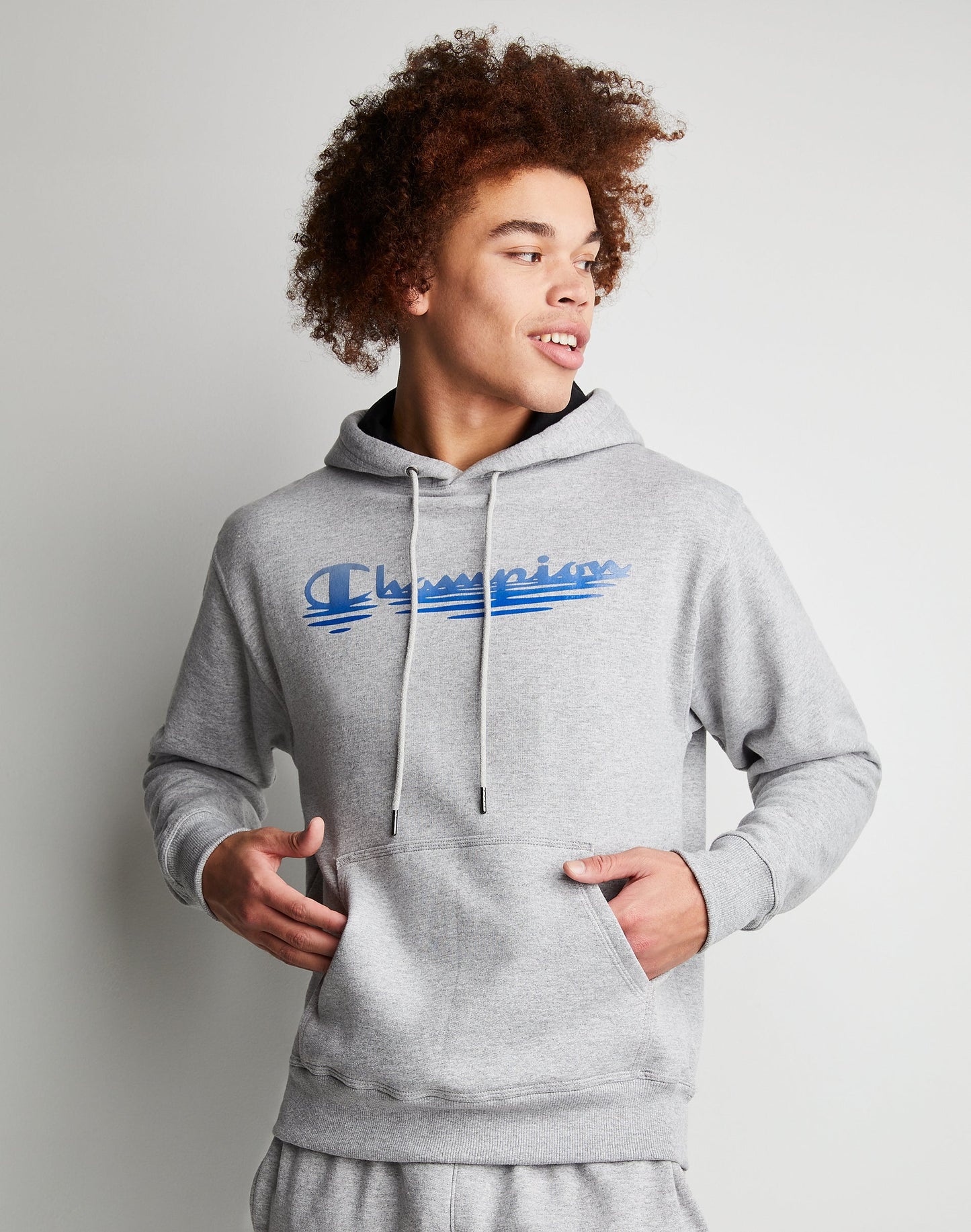 Moletom com capuz Champion Powerblend Fleece Masculino Cinza Tamanho Grande