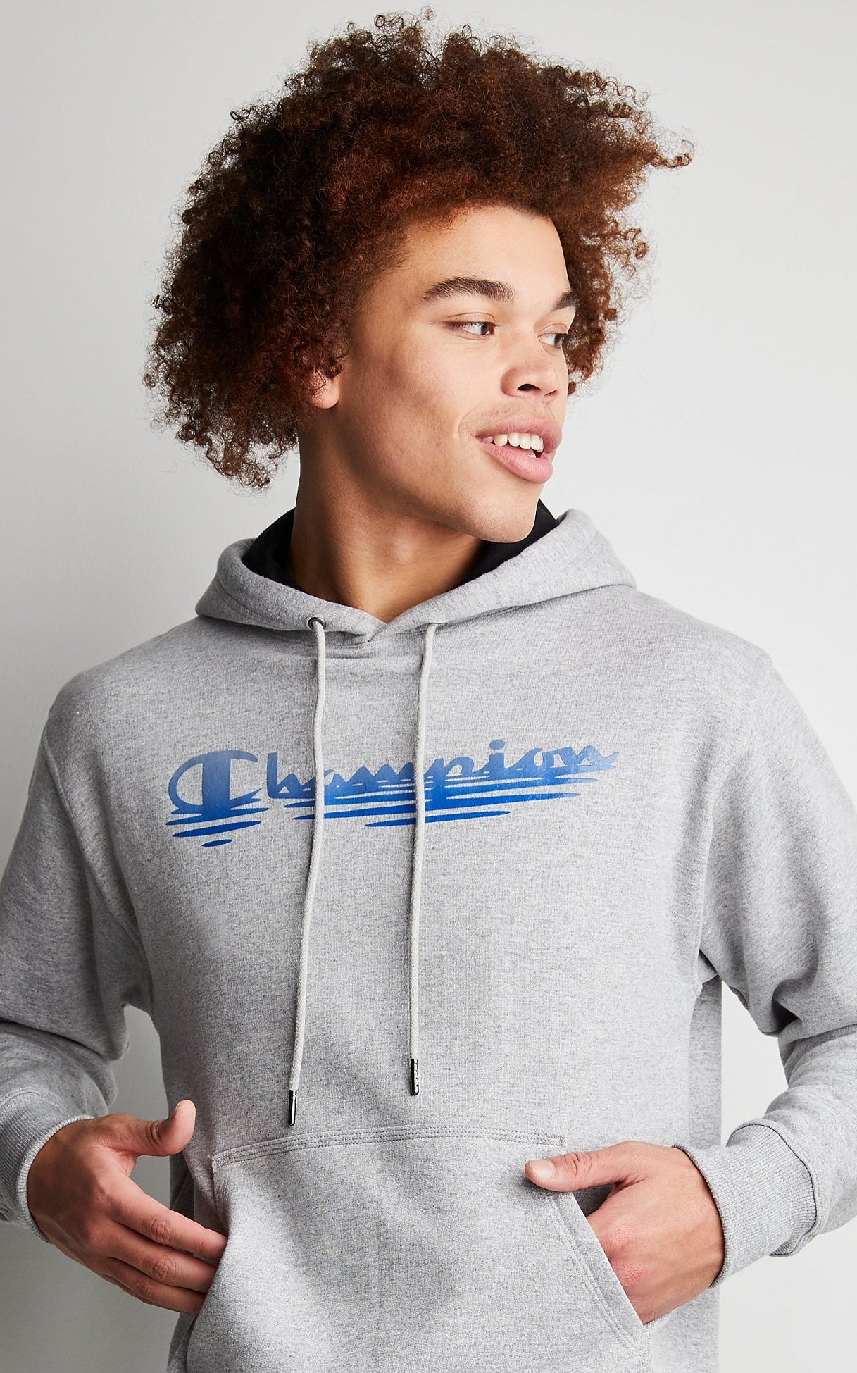 Moletom com capuz Champion Powerblend Fleece Masculino Cinza Tamanho Grande