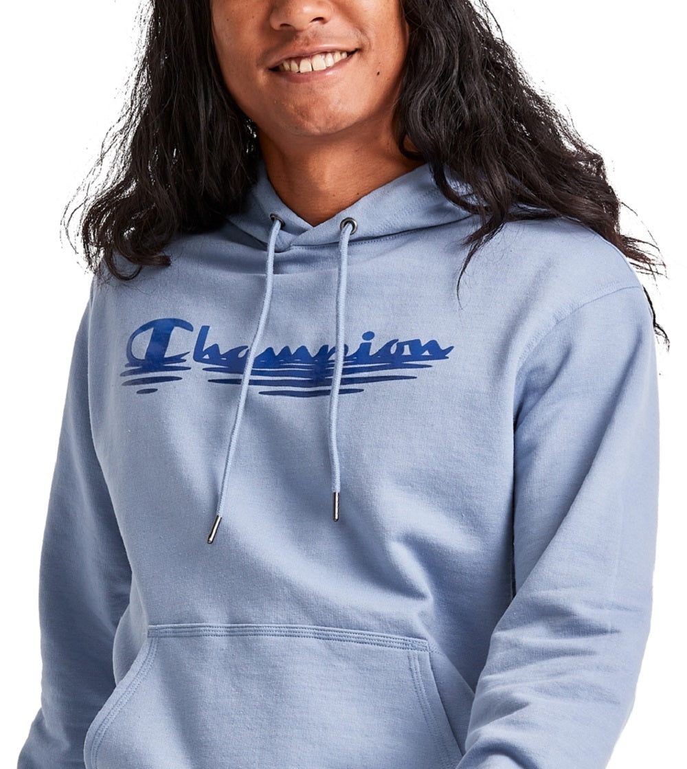 Moletom com capuz Champion Powerblend Logo Print Fleece Masculino Azul Tamanho Médio