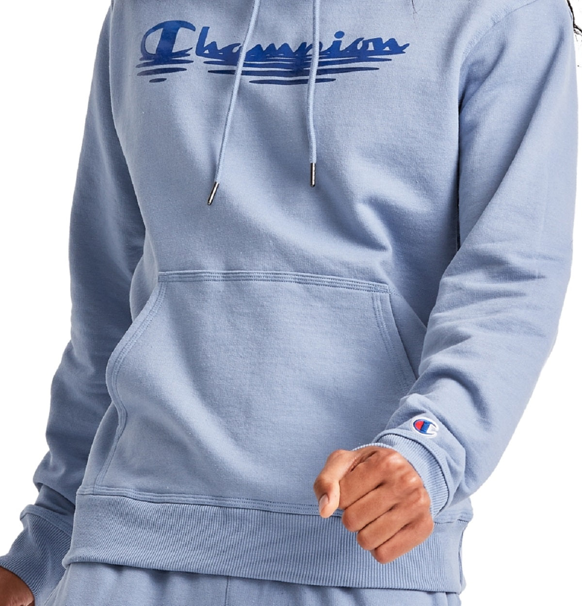 Moletom com capuz Champion Powerblend Logo Print Fleece Masculino Azul Tamanho Médio