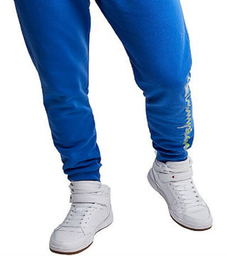 Calça de moletom Champion Powerblend Graphic Jogger masculina, azul, tamanho grande