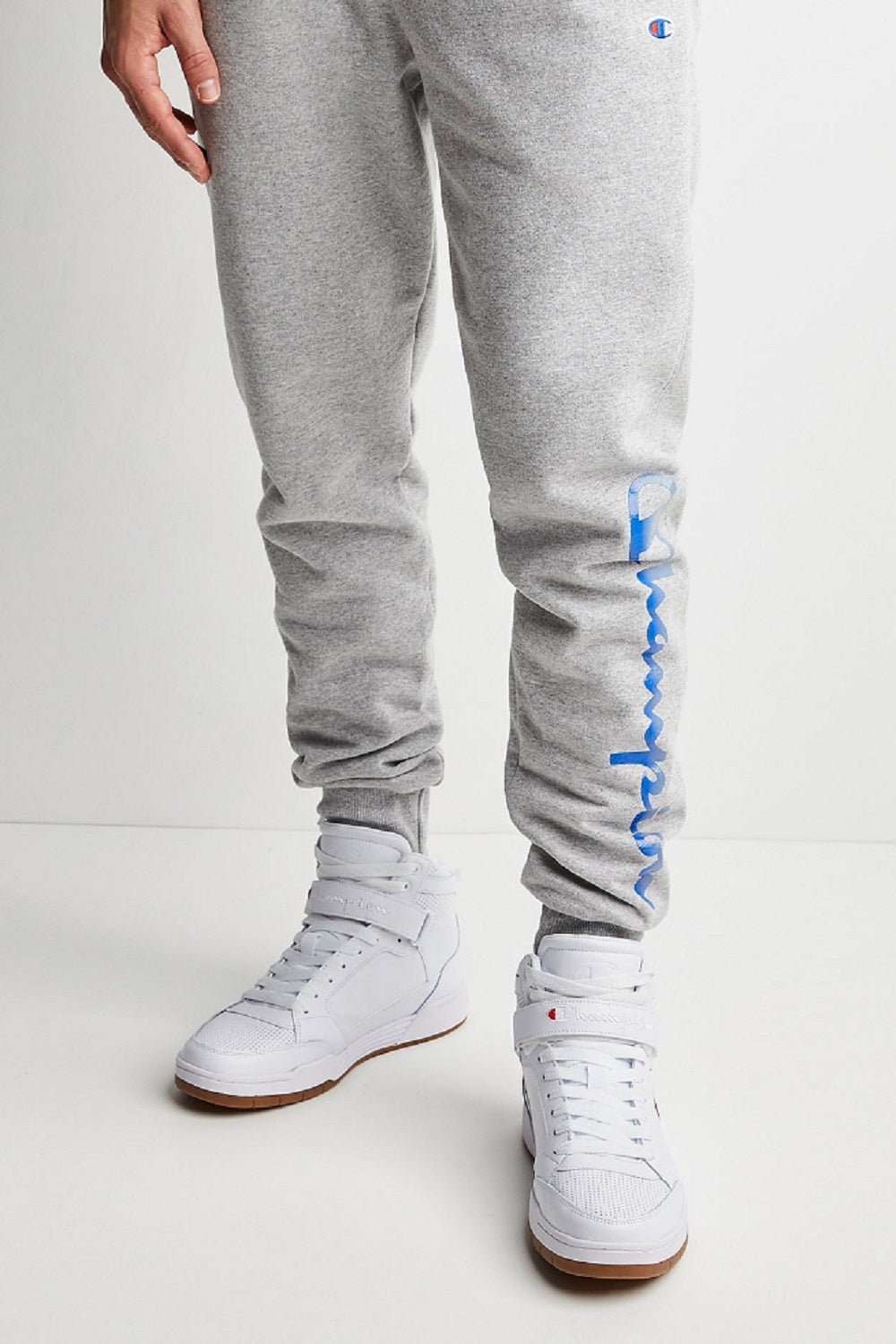 Calça de moletom Champion Powerblend Fleece Masculina Cinza Tamanho P