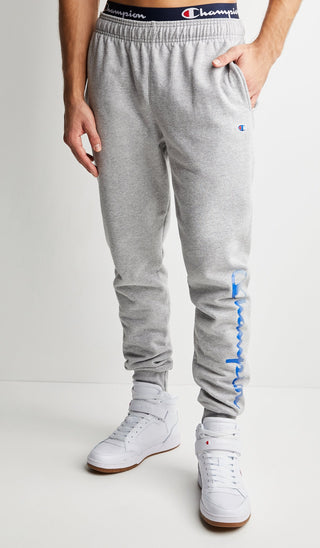 Calça de moletom Champion Powerblend Fleece Masculina Cinza Tamanho Grande