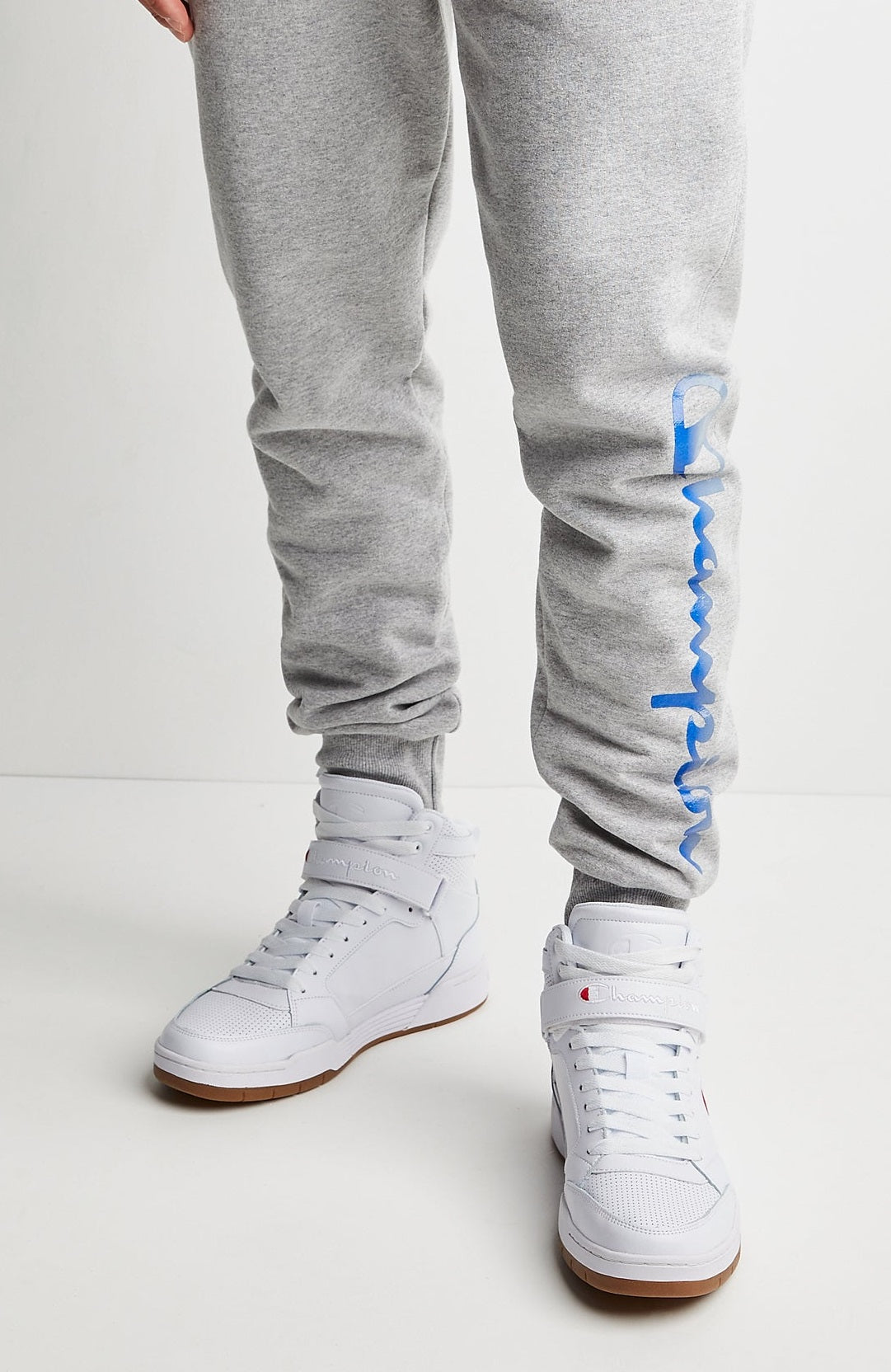 Calça de moletom Champion Powerblend Fleece Masculina Cinza Tamanho Grande