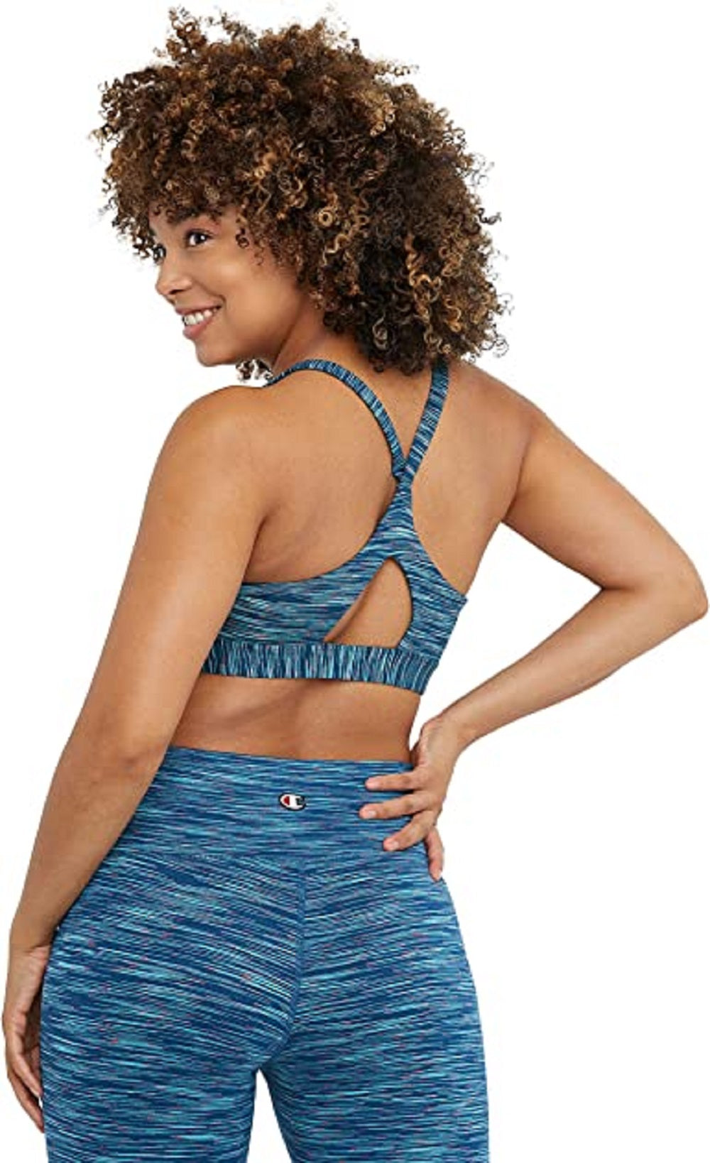 Sutiã esportivo franzido Champion feminino Space Dye Blue