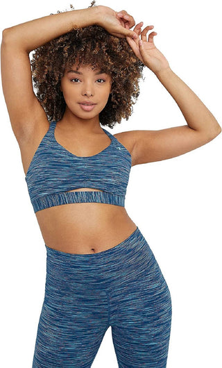 Sutiã esportivo franzido Champion Soft Touch feminino azul pequeno