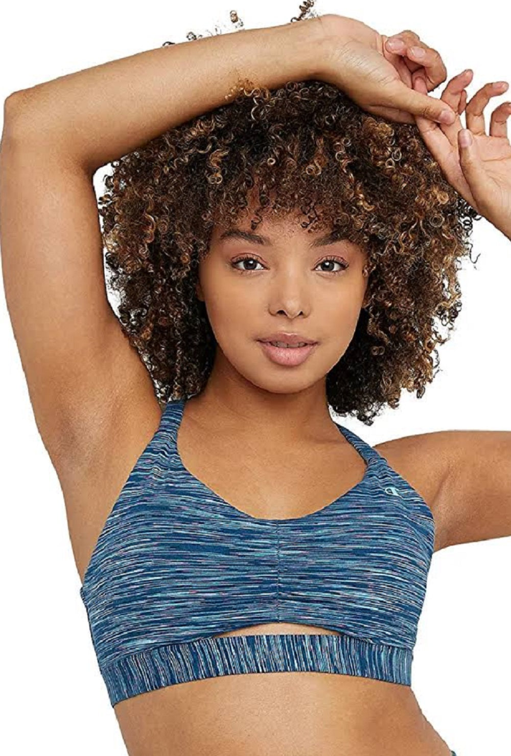 Sutiã esportivo franzido Champion Soft Touch feminino azul pequeno