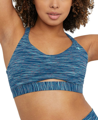 Sutiã esportivo franzido Champion feminino Soft Touch, azul