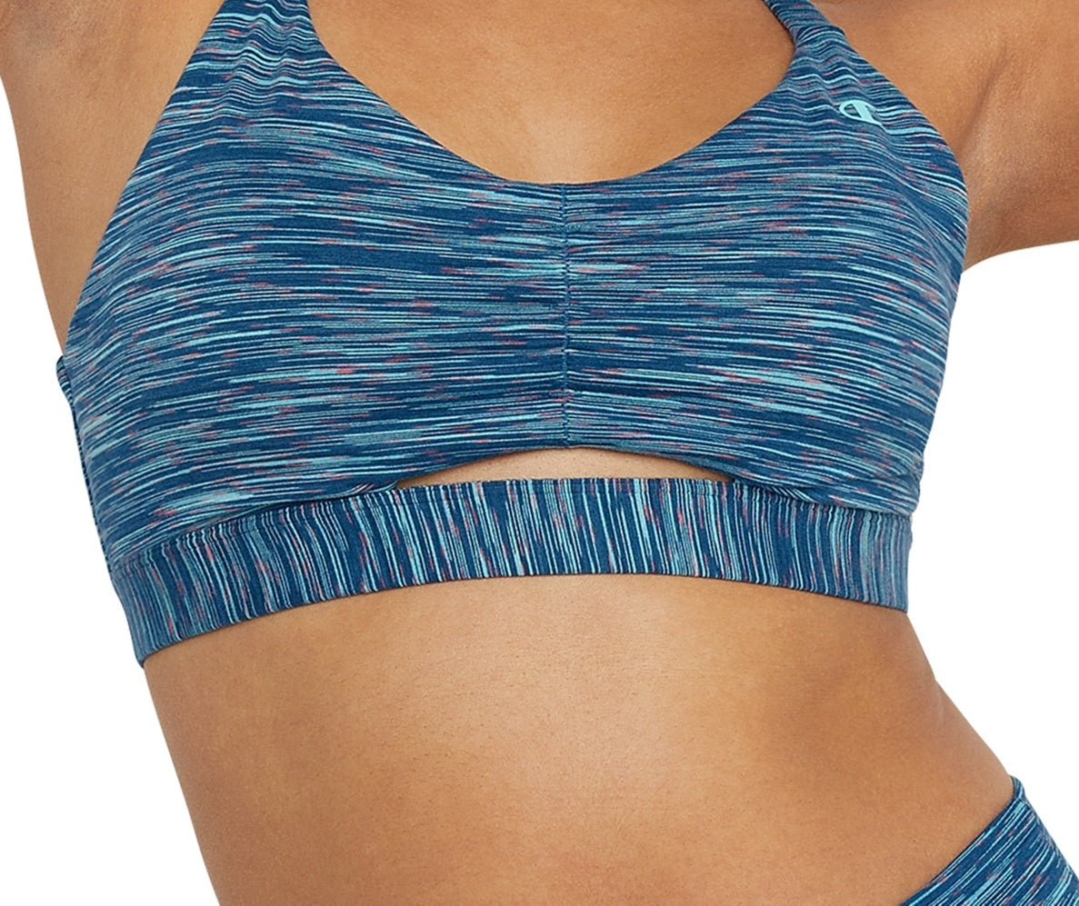 Sutiã esportivo franzido Champion feminino Soft Touch, azul