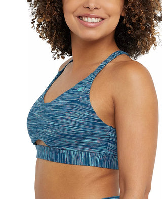 Sutiã esportivo franzido Champion feminino Soft Touch, azul
