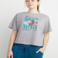 Camiseta feminina Champion Graphic Cropped manga curta cinza tamanho grande