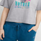 Camiseta feminina Champion Graphic Cropped manga curta cinza tamanho grande