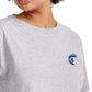 Camiseta feminina Champion Cropped Logo Cinza
