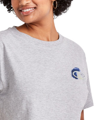 Camiseta feminina Champion Cropped Logo Cinza